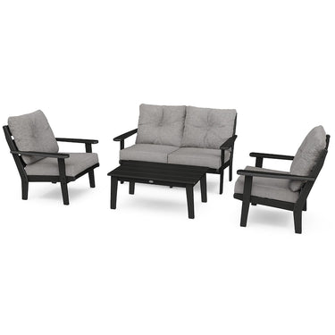 POLYWOOD Lakeside 4-Piece Deep Seating Set - Black / Grey Mist